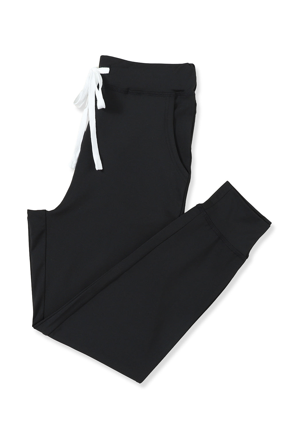 Drawstring Waist Pocketed Joggers | Black