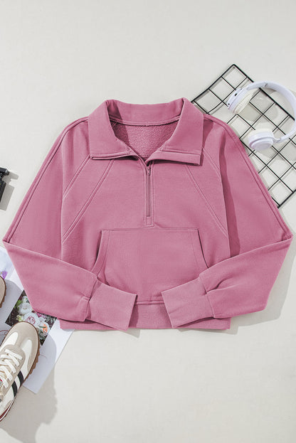 Fleece Lined Zip Up Stand Collar Thumbhole Sleeve Sweatshirt | Phalaenopsis