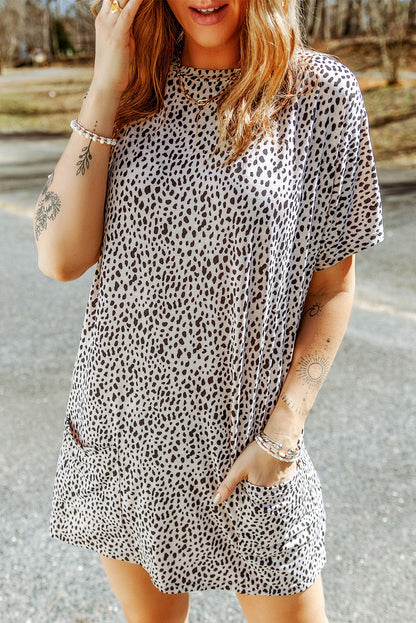 Print Side Pockets Tunic Top | Leopard