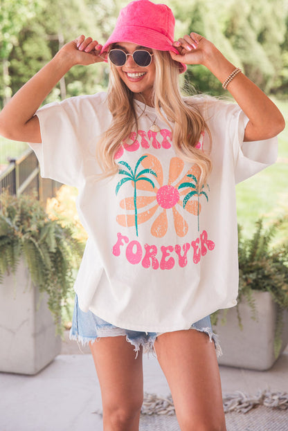 Summer Forever Flower Graphic T Shirt | White