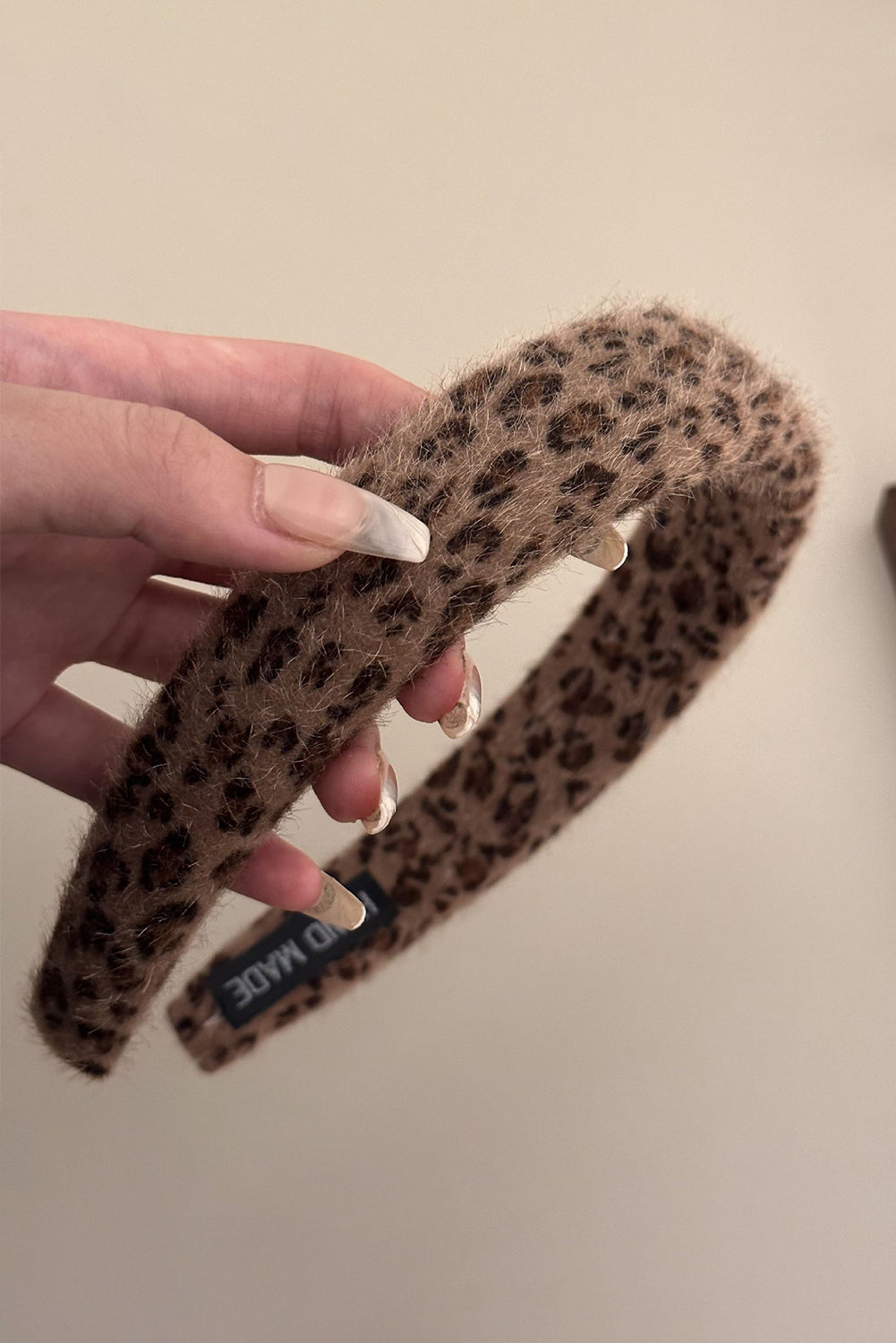 Brown Fuzzy Leopard Print Headband