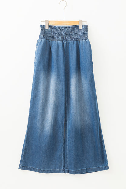 Smocked Waist Wide Leg Jeans | Ashleigh Blue