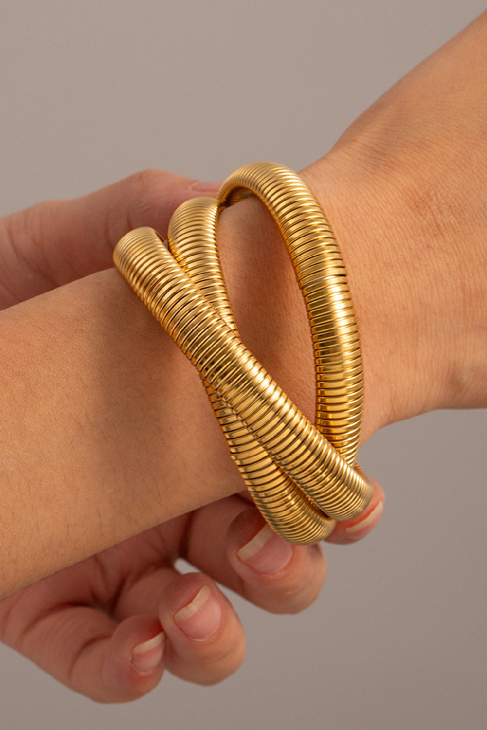 3 Layers Plated Chunky Alloy Bangle | Gold