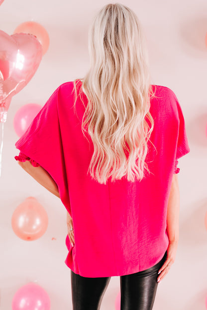 Smocked Wrist Shift Top | Rose