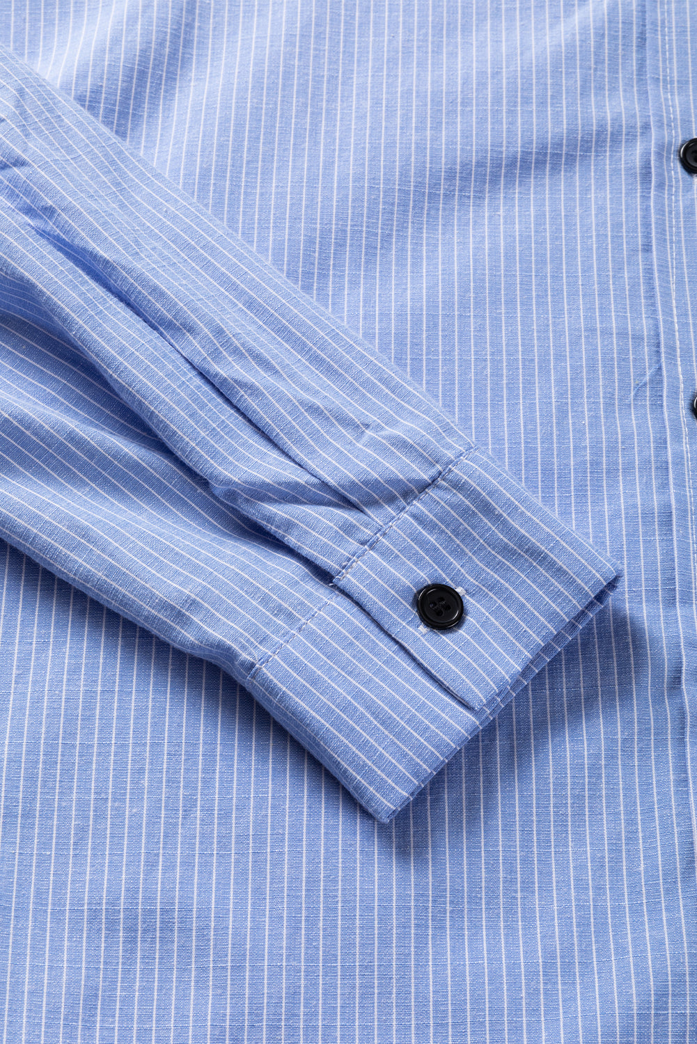 Roll-Tab Sleeve Pocketed Long Shirt | Sky Blue Stripe