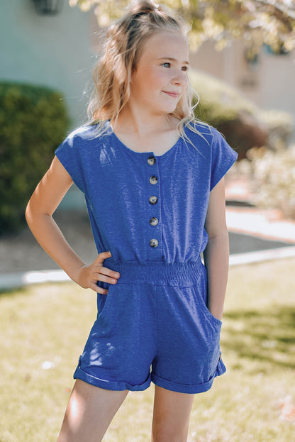 Little Girls Cassie Romper | Sky Blue