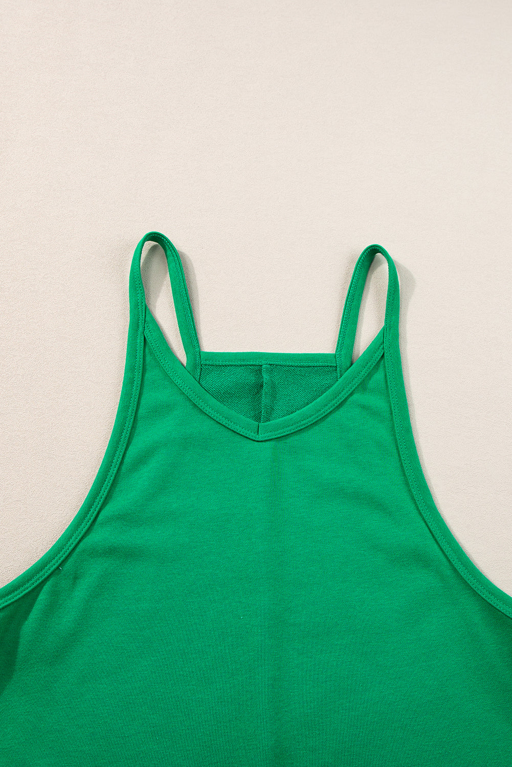 Sleeveless Pocketed V Neck Jersey Romper | Bright Green