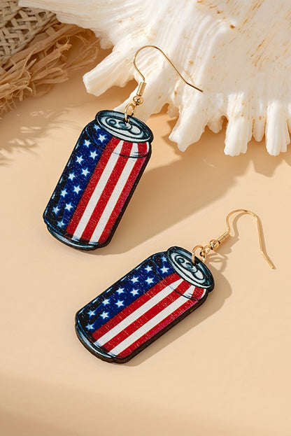 Flag Drink Can Pendant Hook Earrings | Fiery Red