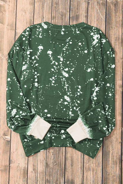 Bleached Tie-Dye Print Long Sleeve Top | Mist Green