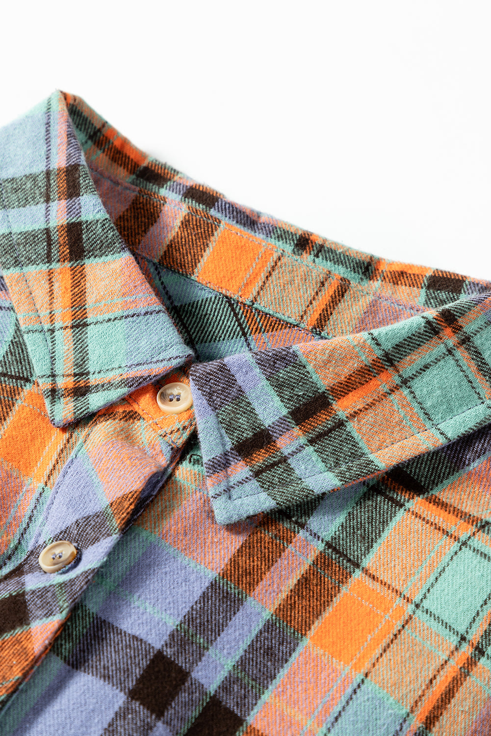 Plus Size Plaid Print Buttoned Shirt | Orange