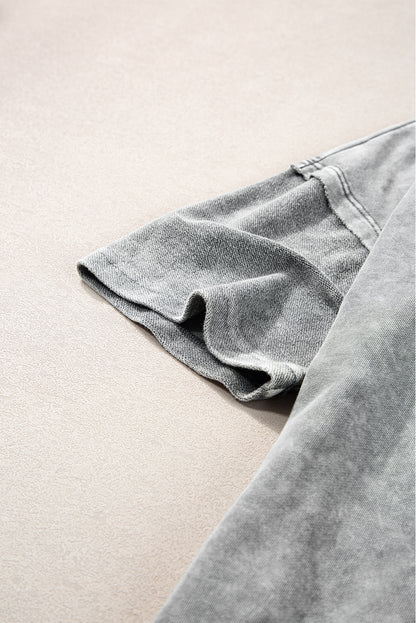 Mineral Wash Exposed Seam Drop Shoulder Oversized Tee | Philippine Gray