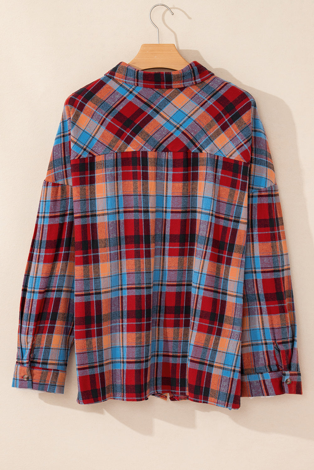 Plus Size Plaid Print Buttoned Shirt | Red