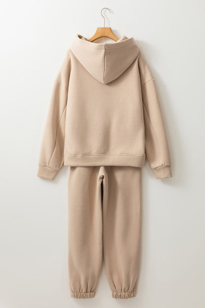 Chunky Two-Piece Hooded Sweatsuit | Pale Khaki