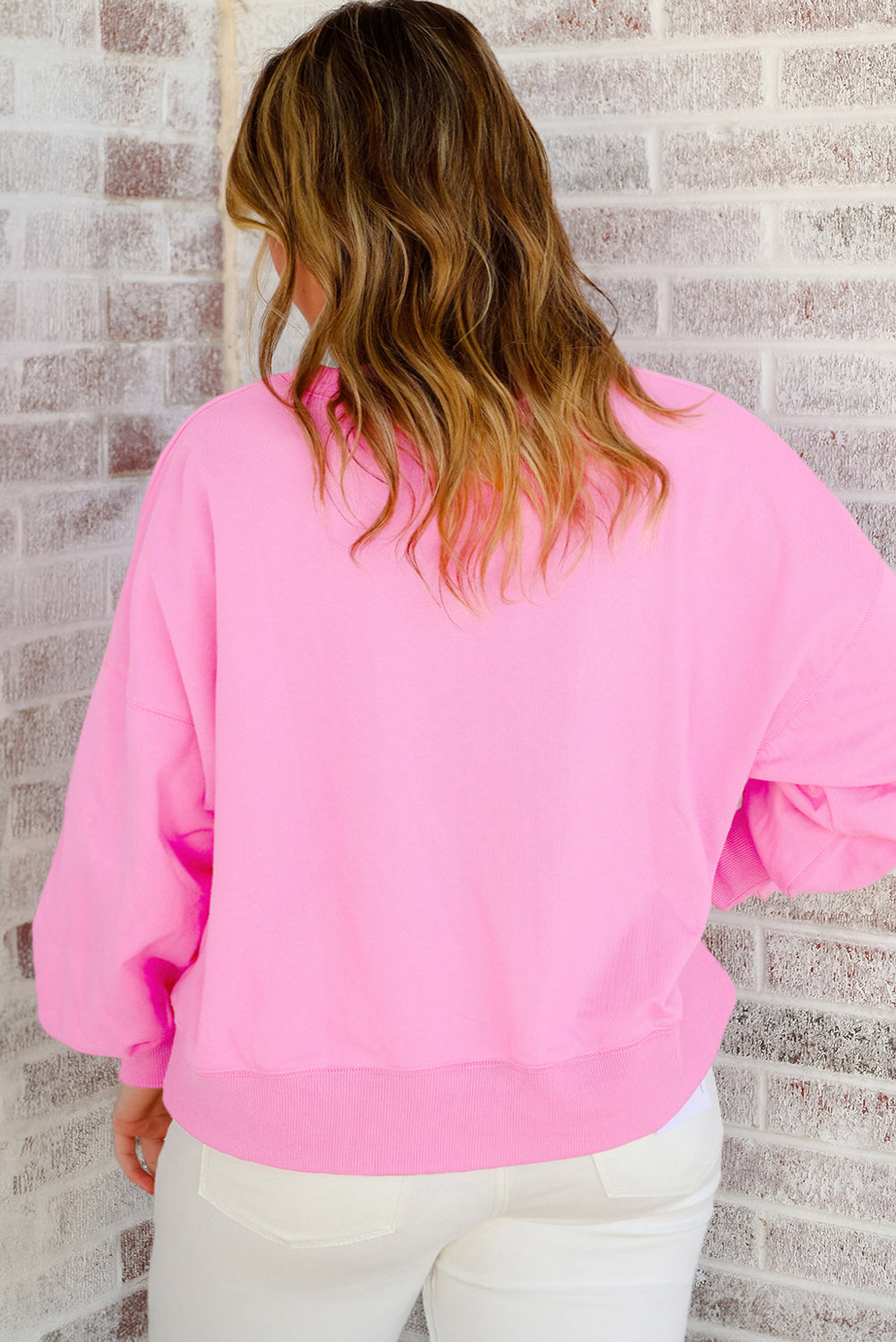 Touch Down Rugby Football Embroidered Plus Size Sweatshirt | Pink