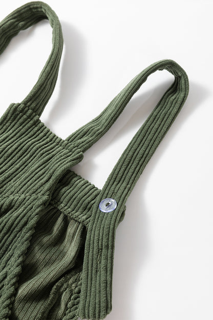 Solid Pocketed Loose Fit Corduroy Overall | Jungle Green