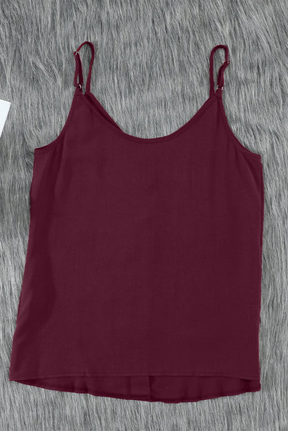 Fiery  Spaghetti Strap Buttoned Tank Top | Red