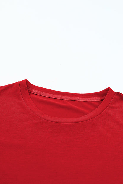 Casual Plain Crew Neck Tee | Red