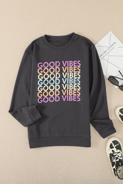 Good Vibes Graphic Pullover Sweatshirt | Gray