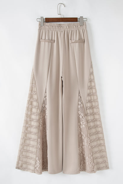 Boho Lace Patchwork Wide Leg High Waist Pants | Smoke Gray