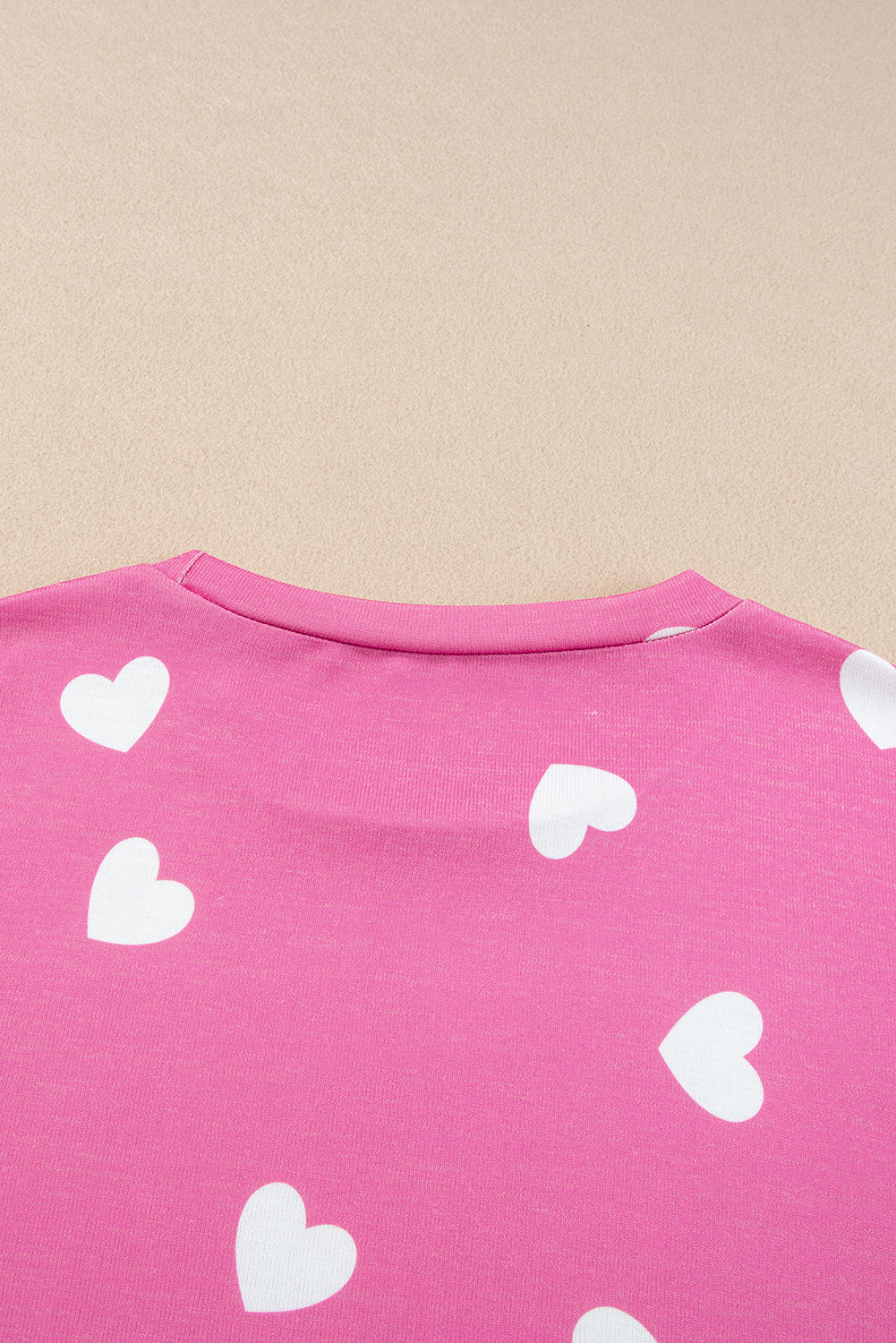 Valentine Heart Print Long Sleeve Tee And Shorts Lounge Set | Pink