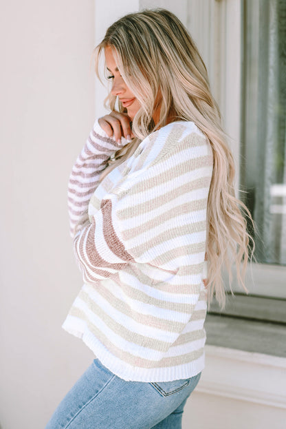 Blocked Drop Shoulder Slouchy Sweater | Stripe