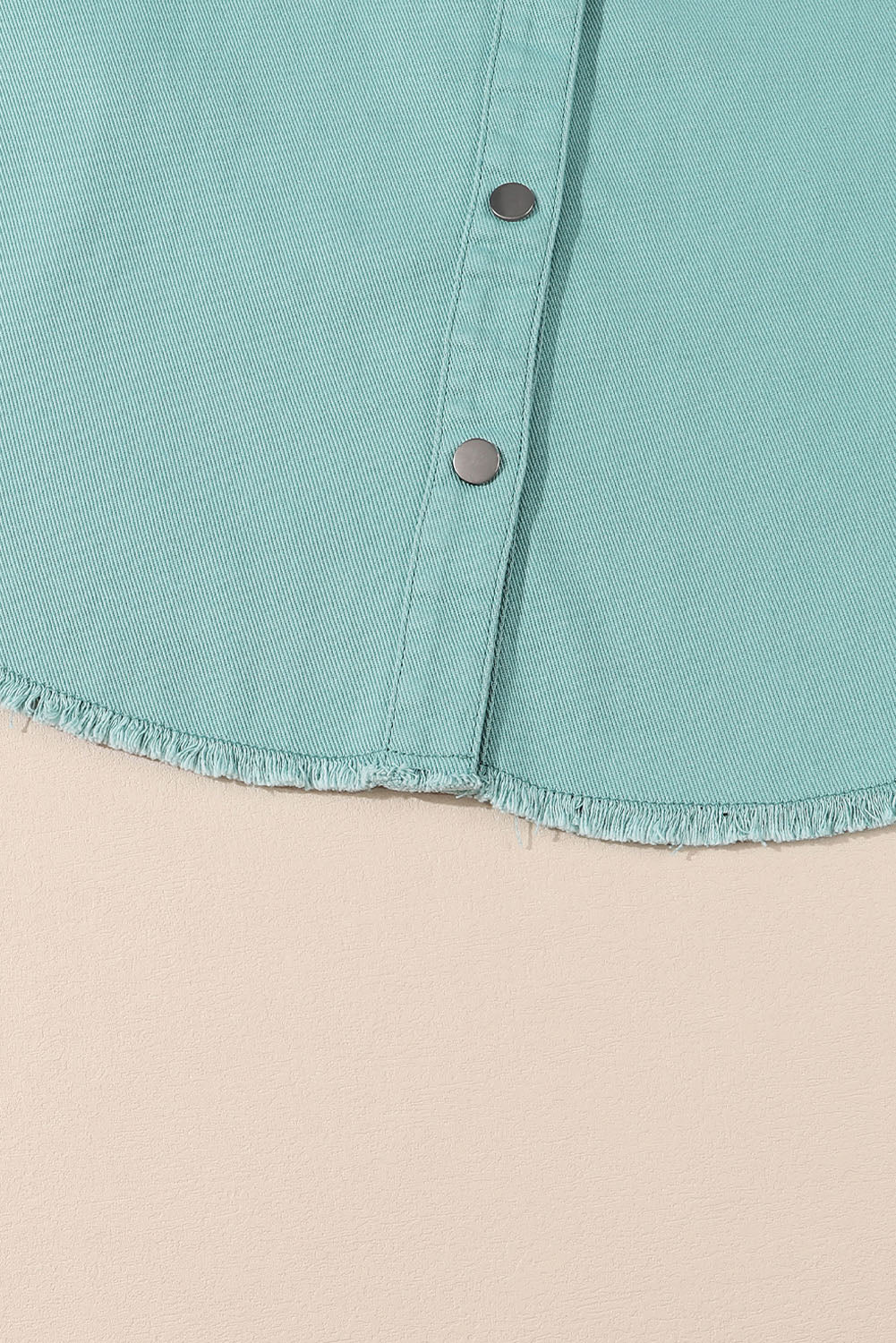 Frayed Trim Riveted Denim Jacket | Mist Green