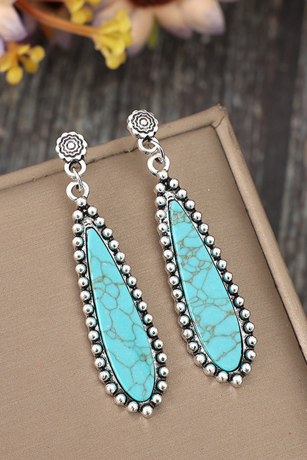 Vintage Bohemian Turquoise Alloy Earrings | Silvery