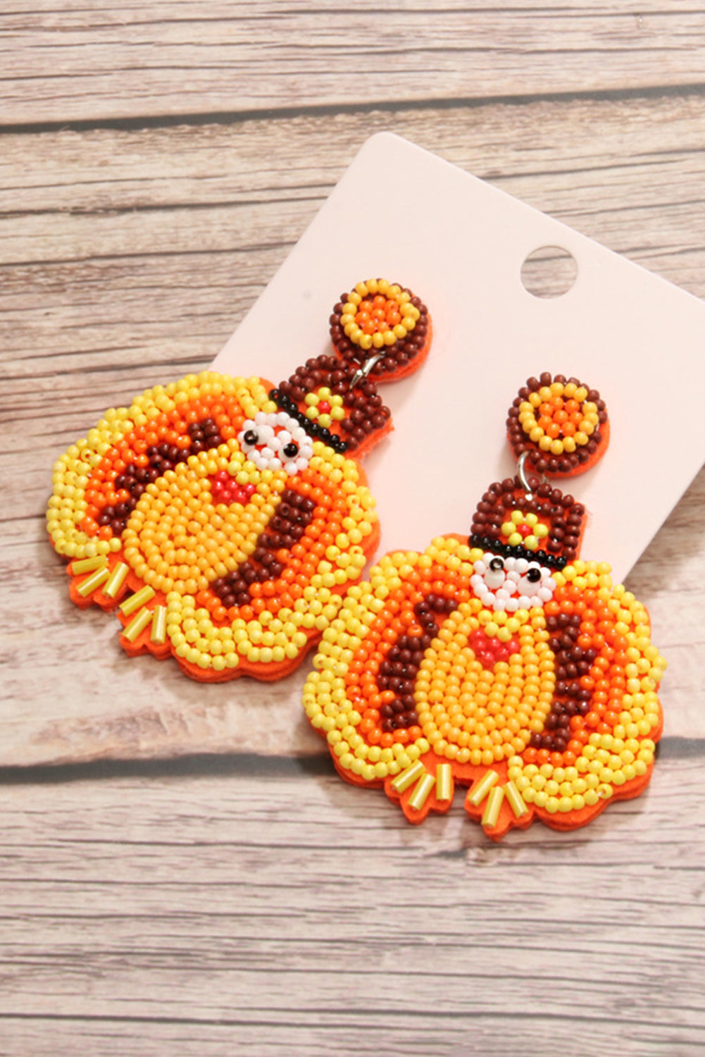 Halloween Turkey Beaded Drop Earrings | Yellow