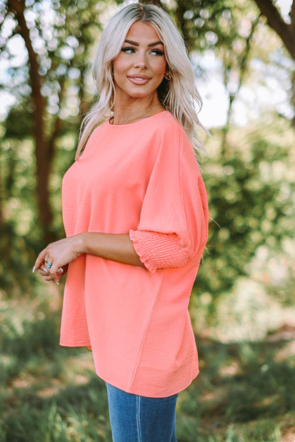 Smocked Wrist Shift Top | Pink