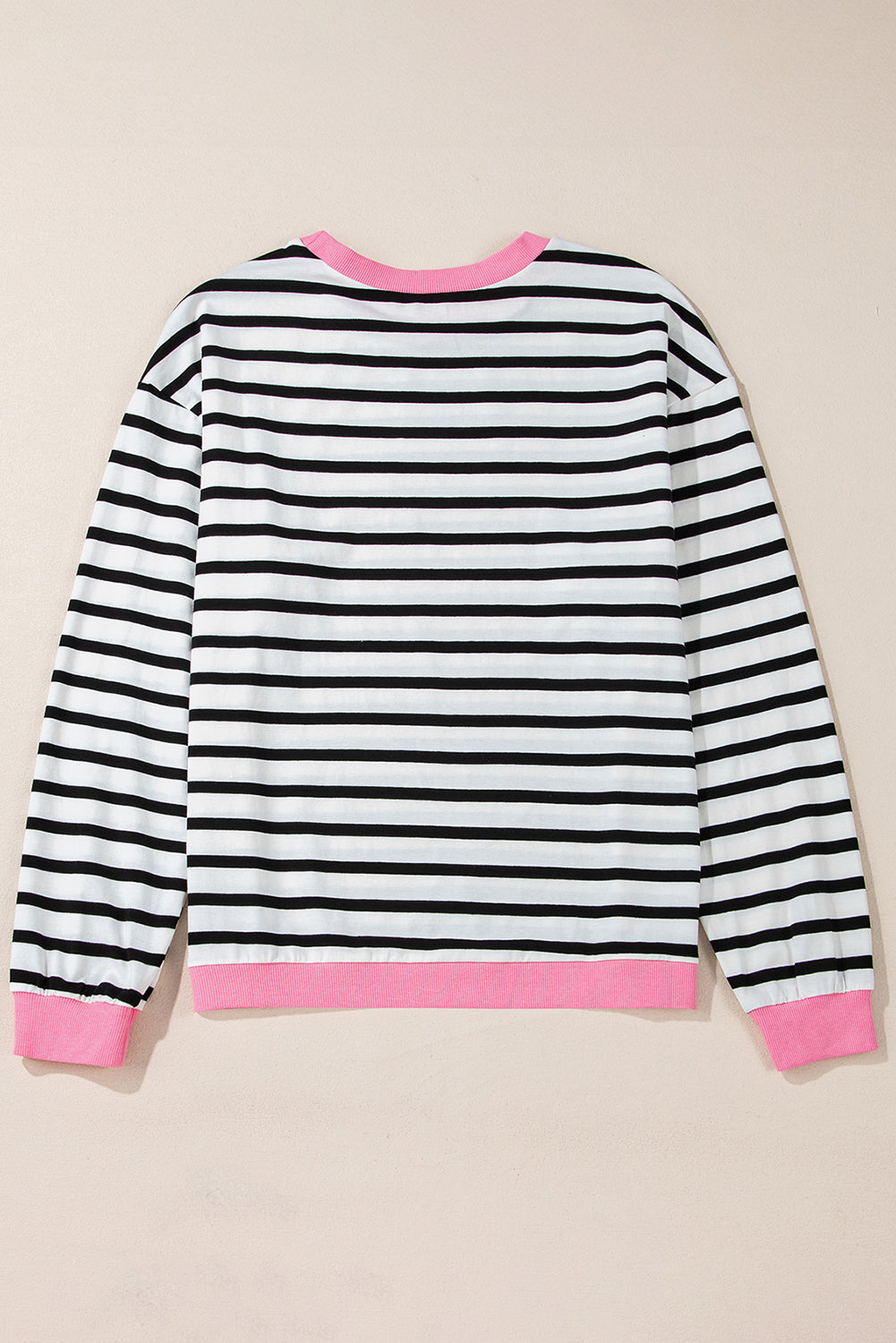 Striped Contrast Edge Long Sleeve Top | Black