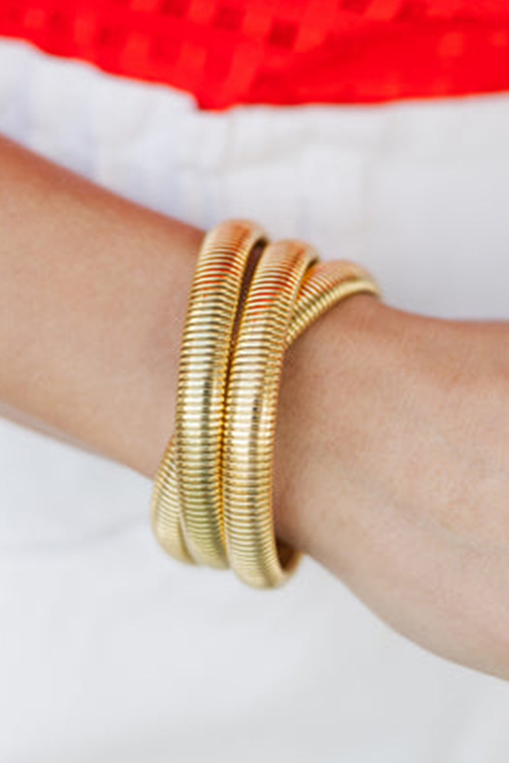 3 Layers Plated Chunky Alloy Bangle | Gold