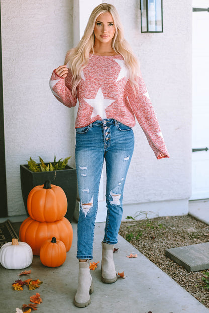 Big Star Spangled Casual Knit Sweater | Red