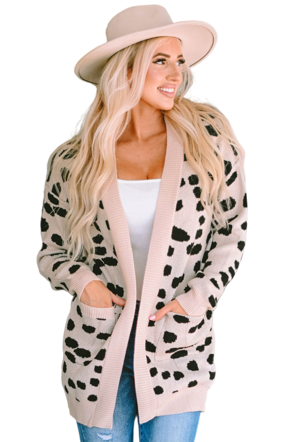 Animal Spotted Pattern Open Front Cardigan | Leopard