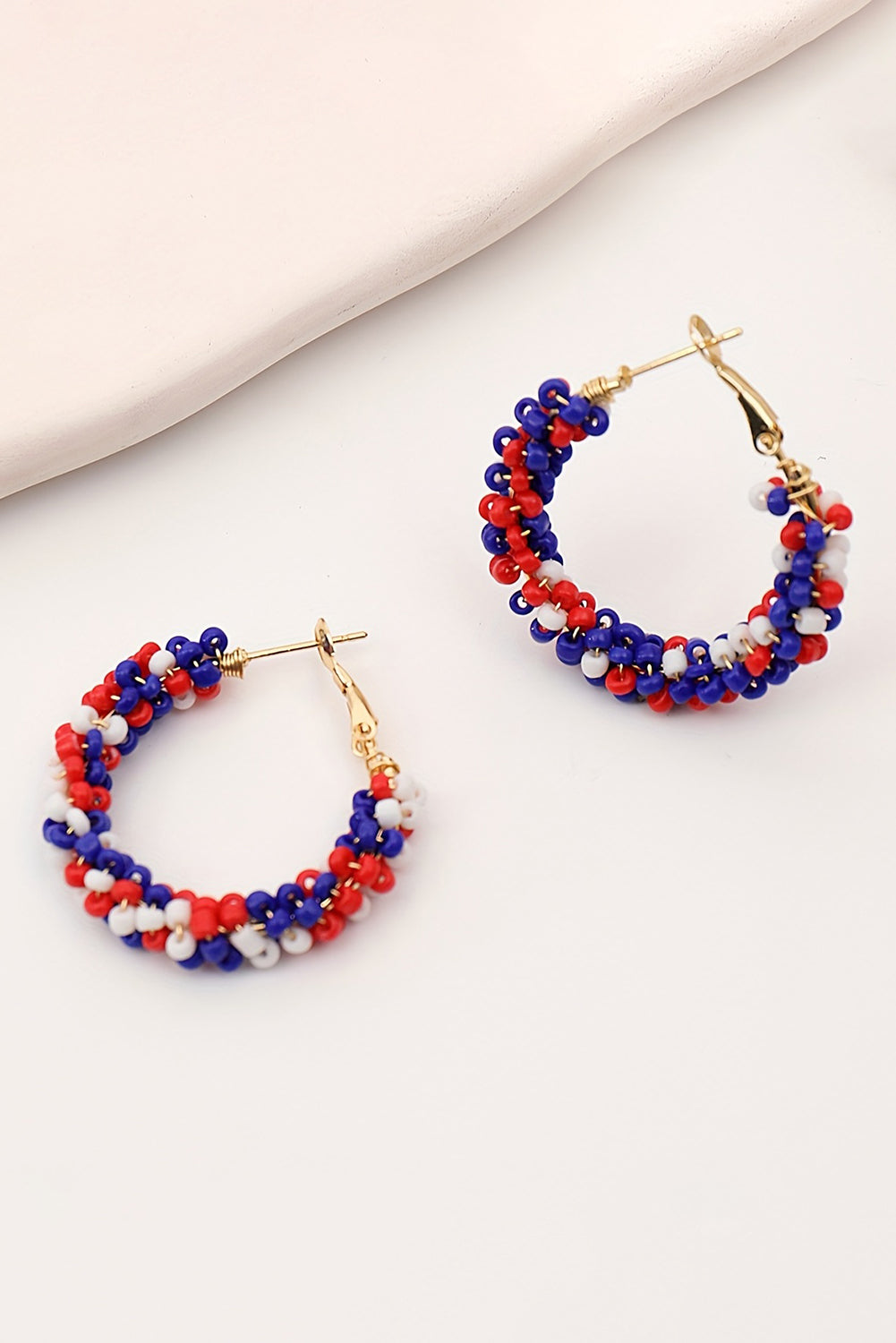 Flag Day Beaded Hoop Earrings | Fiery Red