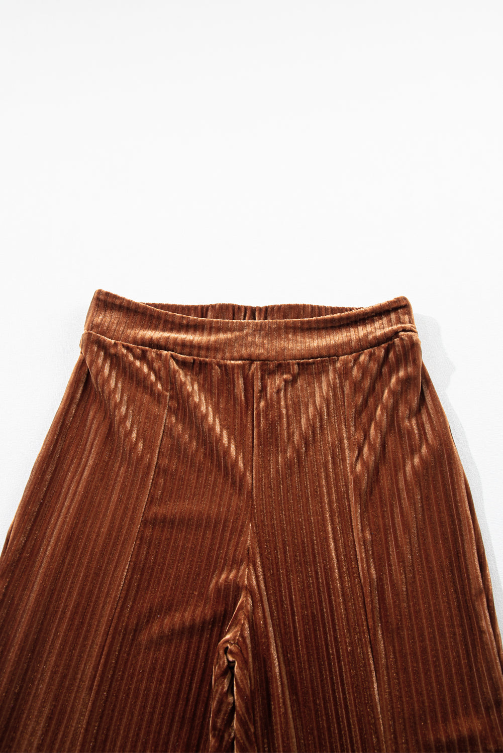 Solid Colour High Waist Flare Corduroy Pants | Chestnut