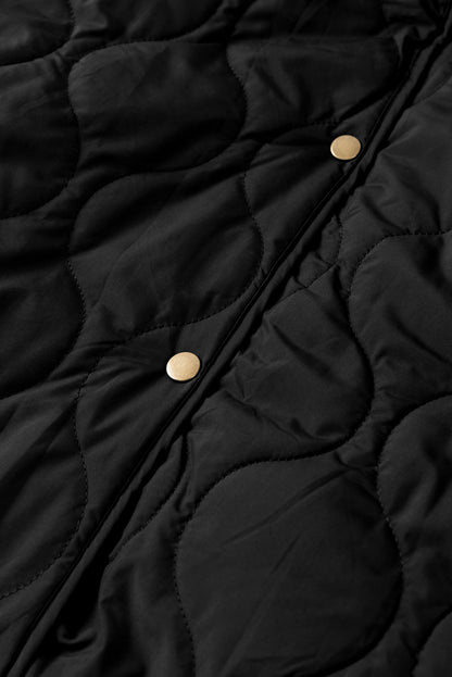 Snap Button Furry Reversible Jackets | Black