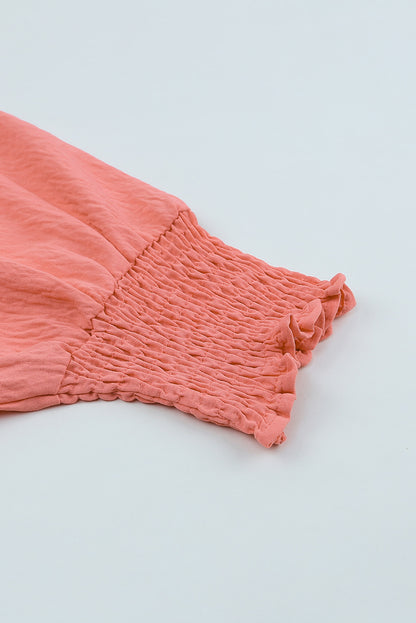 Smocked Wrist Shift Top | Pink