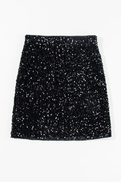 Sequin Bodycon Mini Skirt | Black