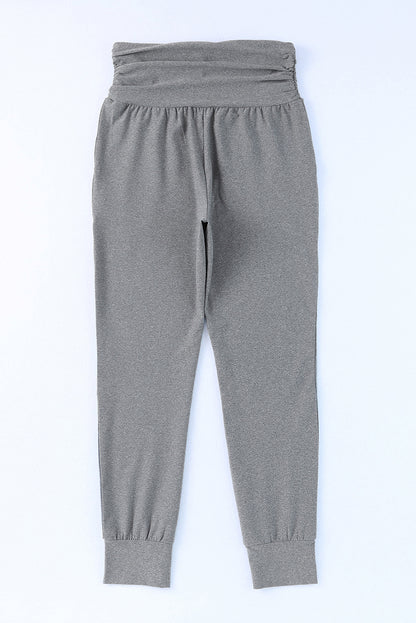 High Waist Pleated Pocket Leggings | Gray