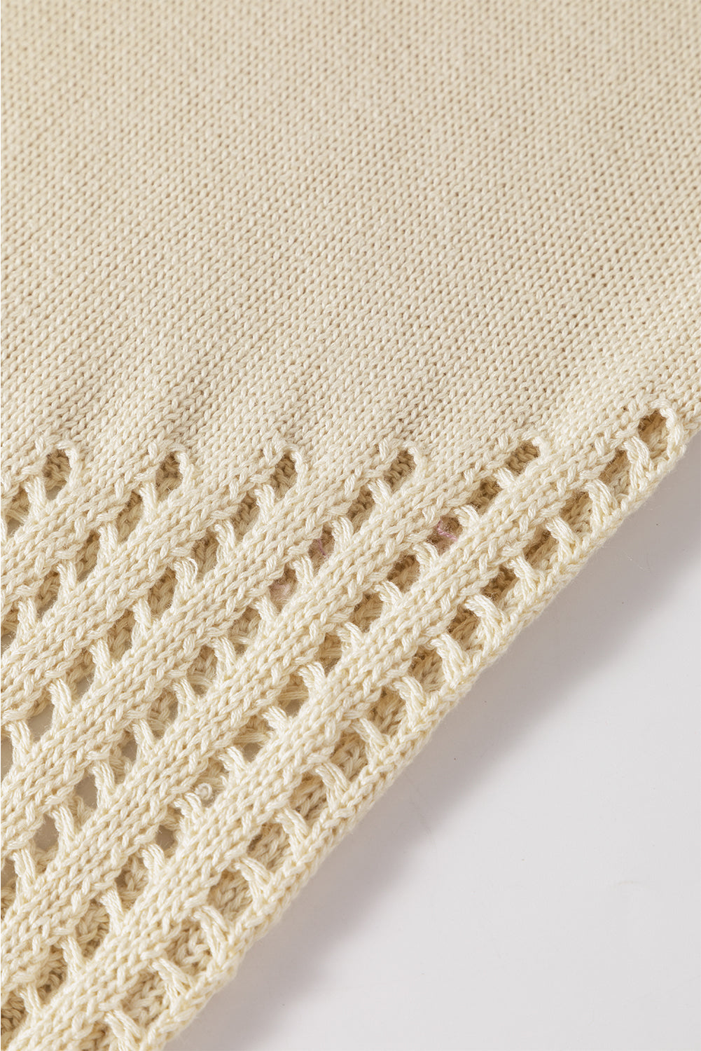 Pointelle Detail Solid Colour Knit Sweater Vest | Beige