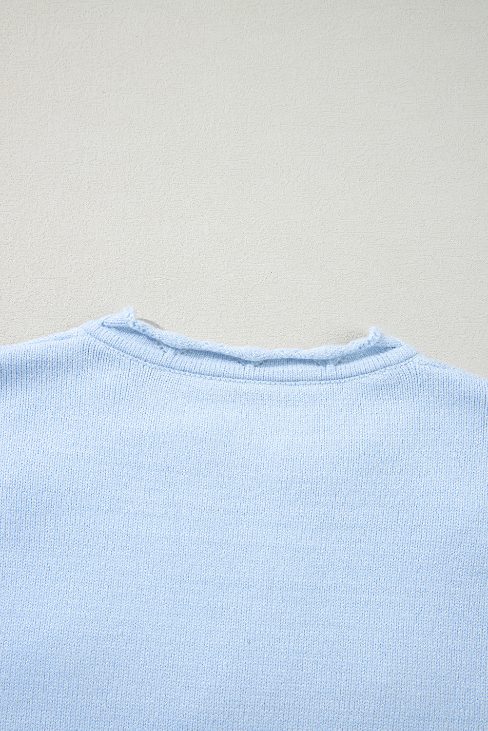 Flower Detail Knitted Notched Neck Sweater | Beau Blue