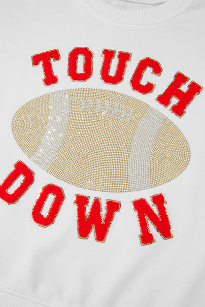 Touch Down Football Graphic Pullover Sweatshirt | White