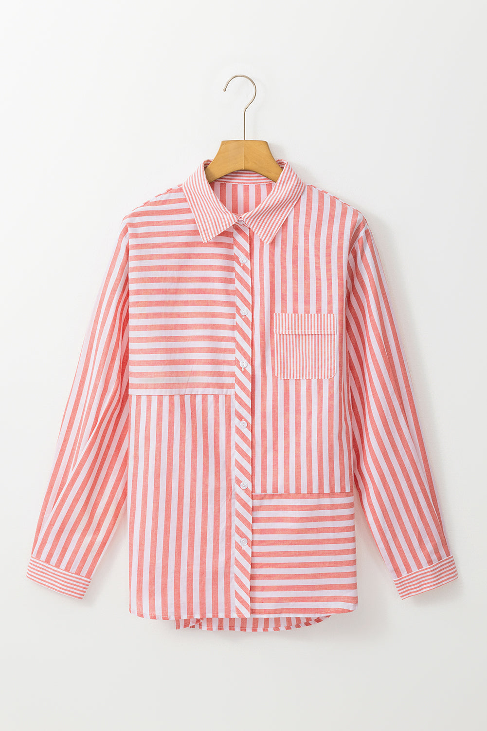 Buttoned Long Sleeve Casual Shirt | Pink Stripe