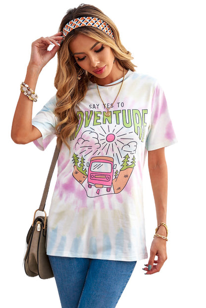 Say Yes To Adventure Tie-Dye Print Tee | White