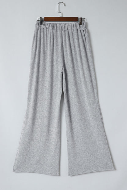 Side Slits Wide Leg High Waist Pants | Gray