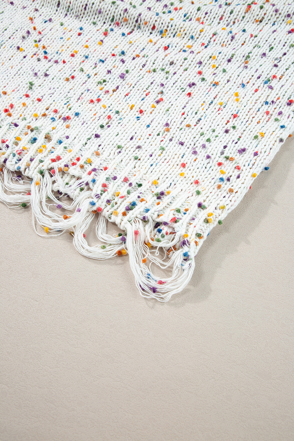 Colourful Confetti Distressed Knit Sweater | White