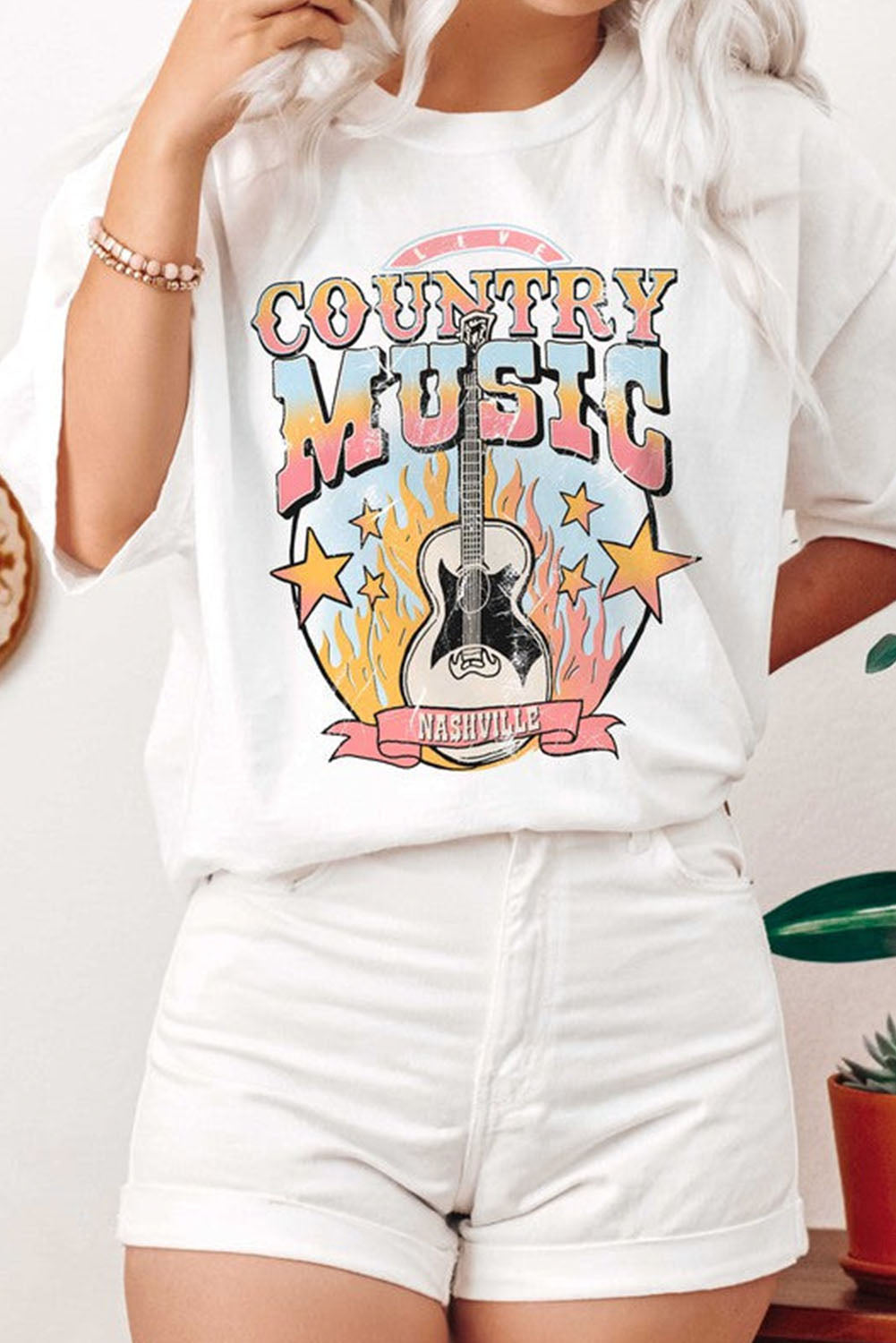 Country Music Nashville Graphic Tee | White