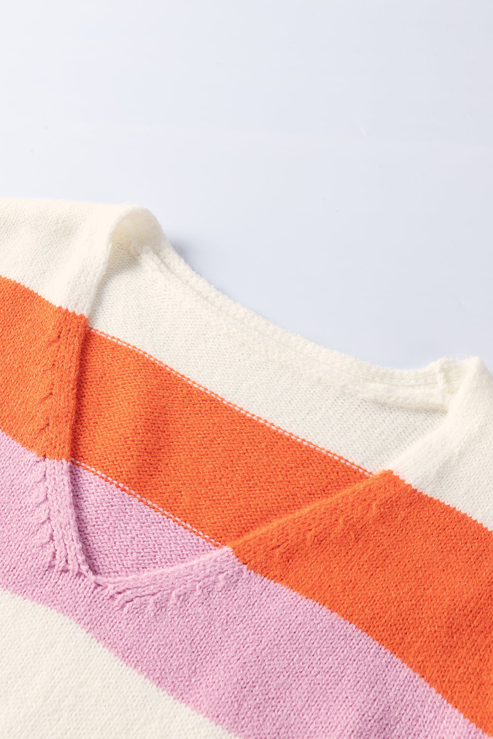 Colourblock V Neck Casual Sweater | Orange Stripe