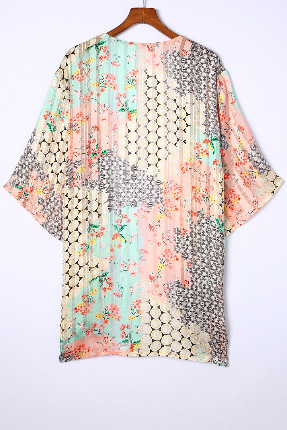 Floral Open Sheer Shimmer Kimono | Multicolour