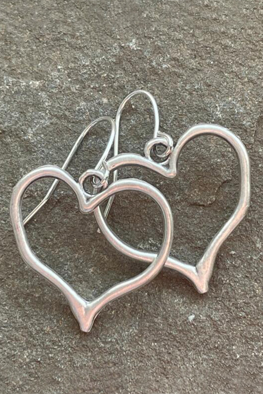 Heart Shape Hook Drop Earrings | Silvery